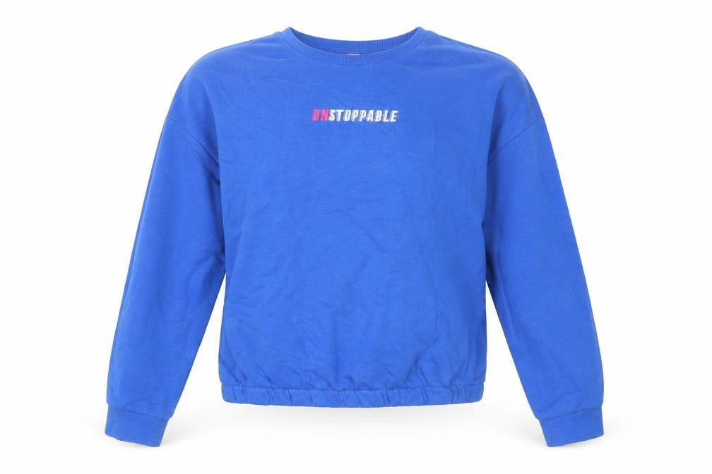 Marks and Spencer Girls Blue Cotton Pullover Sweatshirt Size 12-13 Years Pullover - Embroidered