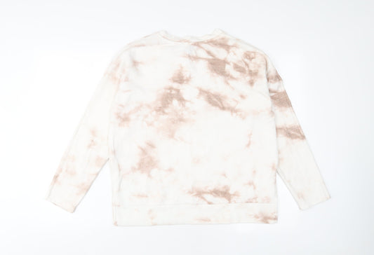New Look Womens White Geometric Polyester Pullover Sweatshirt Size S Pullover
