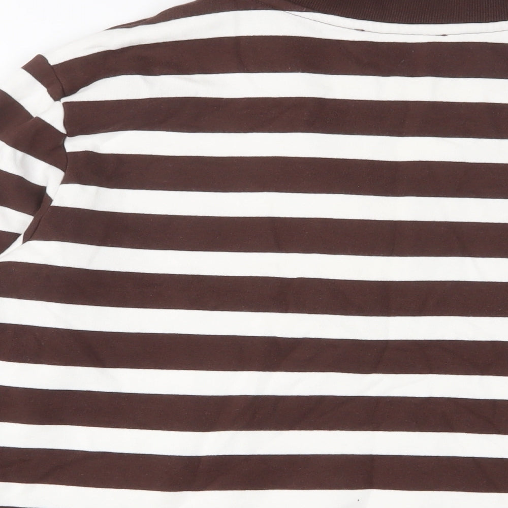 Marks and Spencer Womens Brown Striped Cotton Pullover Sweatshirt Size S Zip