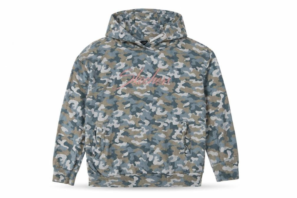 sketchers Boys Multicoloured Camouflage Cotton Pullover Hoodie Size 10-11 Years Pullover