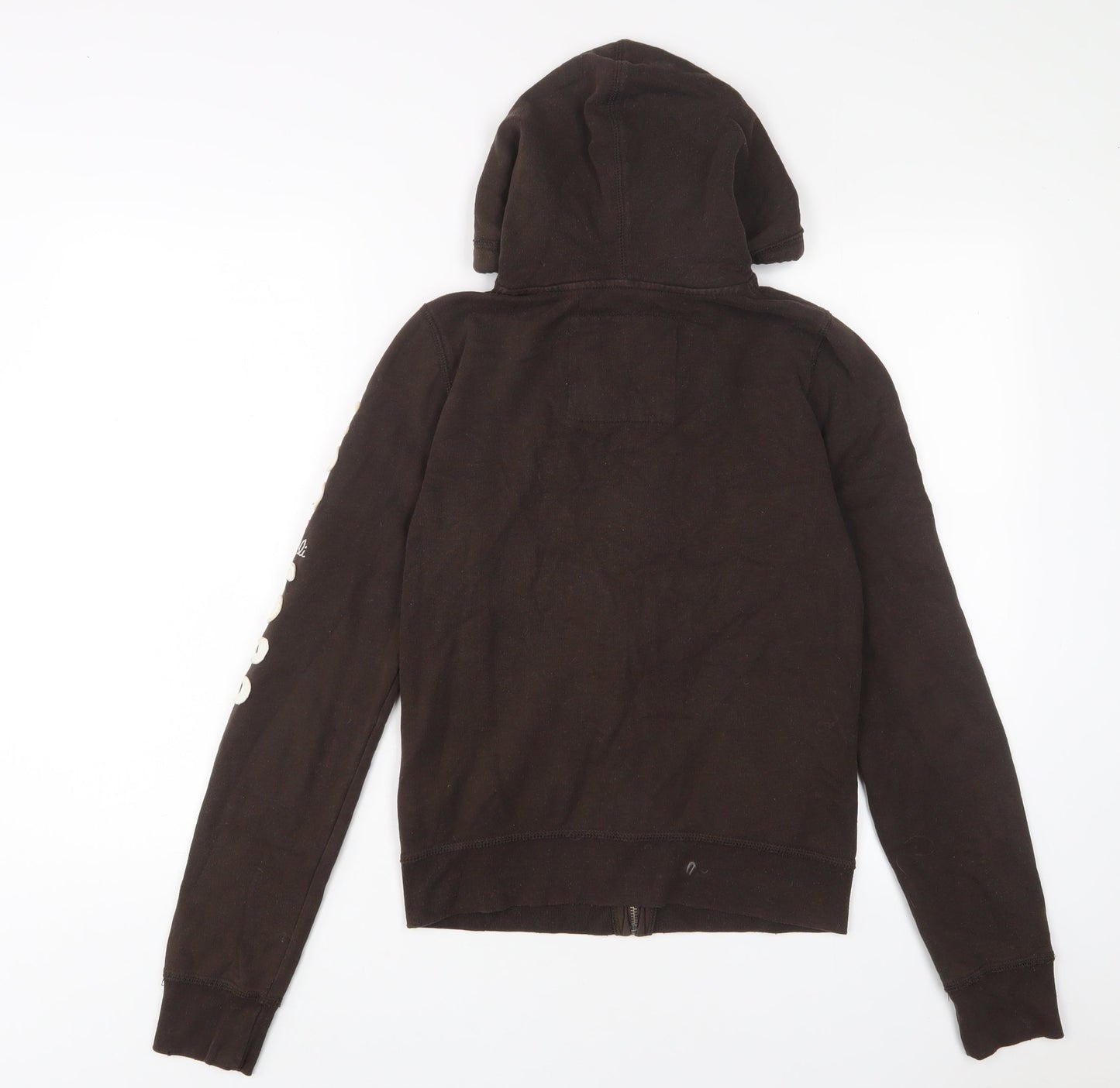 Hollister Womens Brown Cotton Full Zip Hoodie Size M Zip - Logo, Embroidered