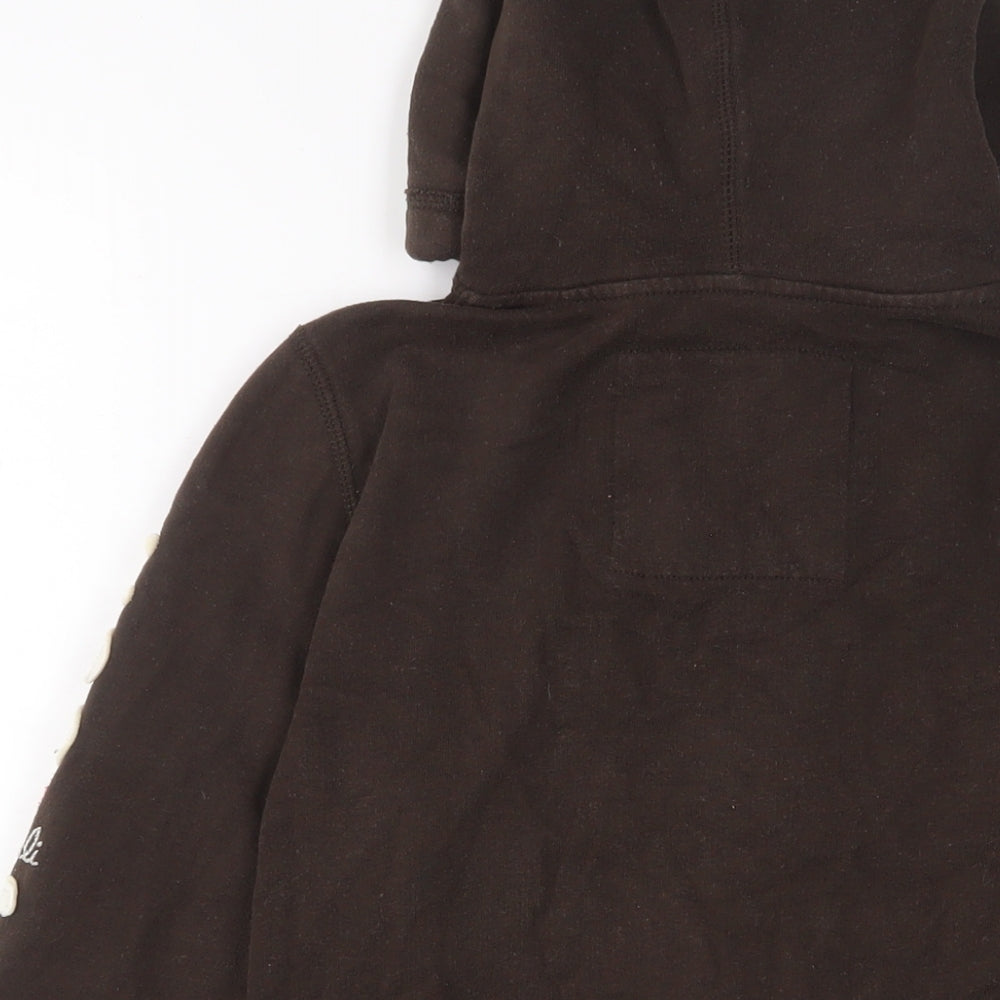 Hollister Womens Brown Cotton Full Zip Hoodie Size M Zip - Logo, Embroidered