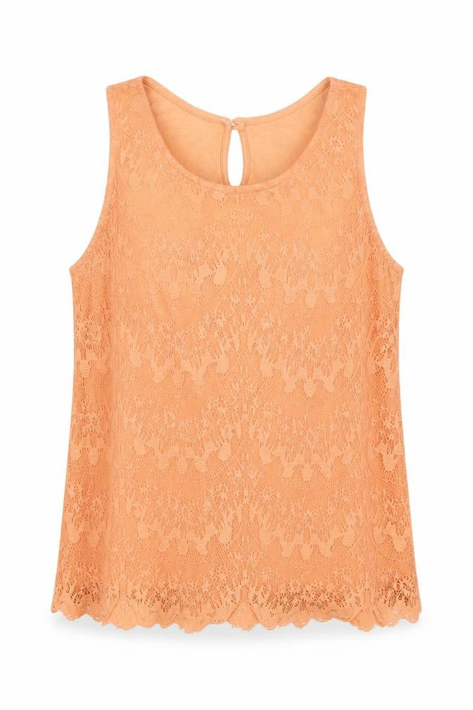 Dorothy Perkins Womens Orange Cotton Camisole Blouse Size 12 Round Neck