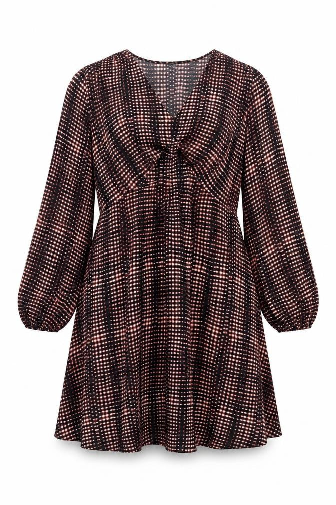 Marks and Spencer Womens Black Geometric Polyester A-Line Size 12 V-Neck Pullover