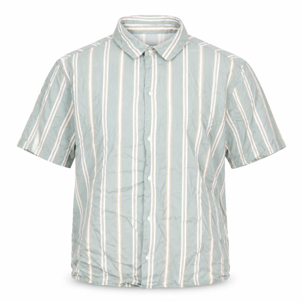 H&M Mens Blue Striped Lyocell Button-Up Size M Collared Button