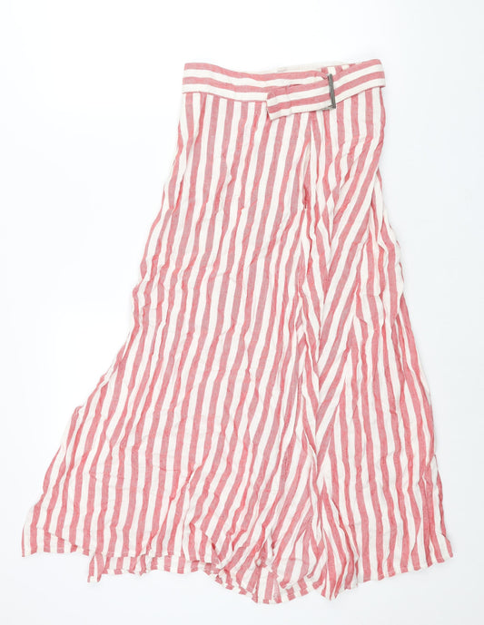 Mango Womens Red Striped Viscose A-Line Skirt Size M Zip - Buckle