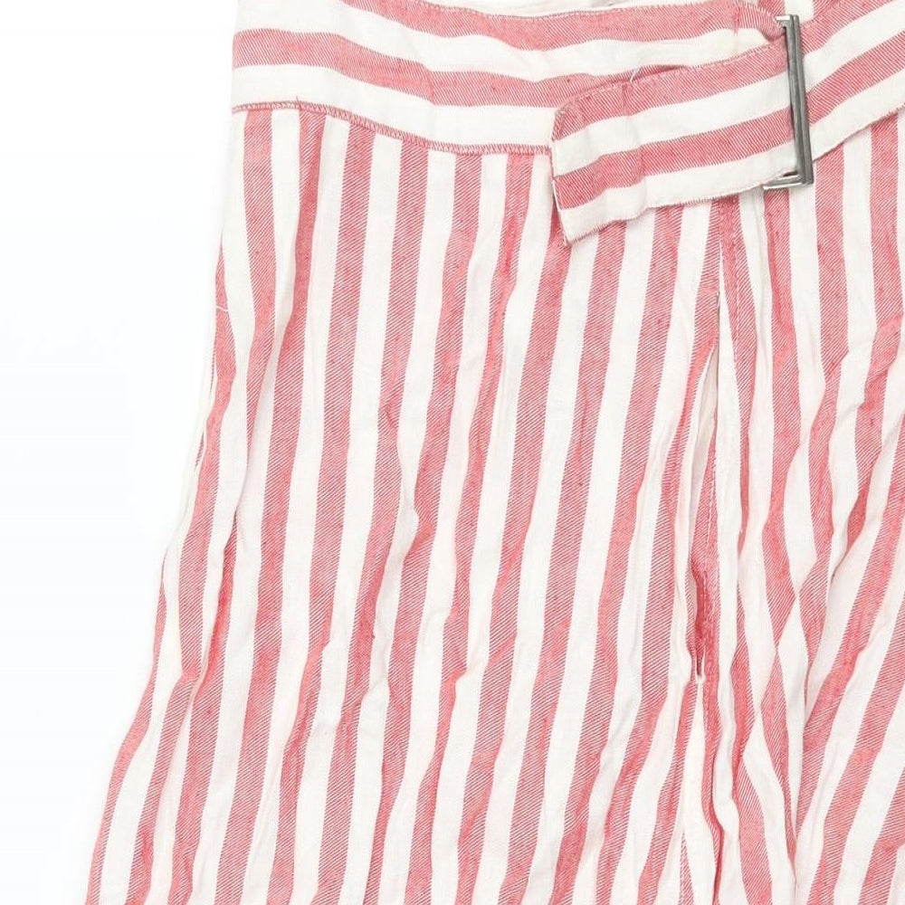 Mango Womens Red Striped Viscose A-Line Skirt Size M Zip - Buckle