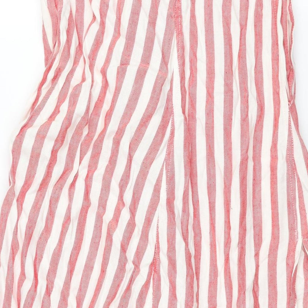 Mango Womens Red Striped Viscose A-Line Skirt Size M Zip - Buckle