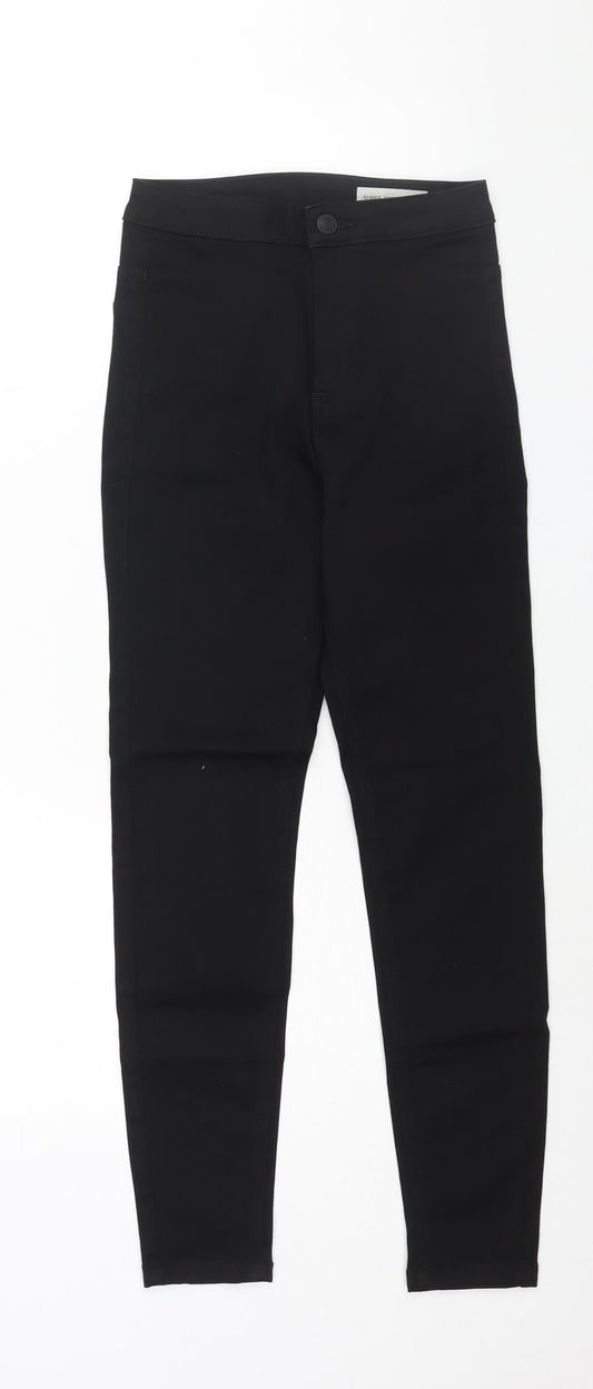Marks and Spencer Womens Black Cotton Skinny Jeans Size 6 L26 in Regular Zip