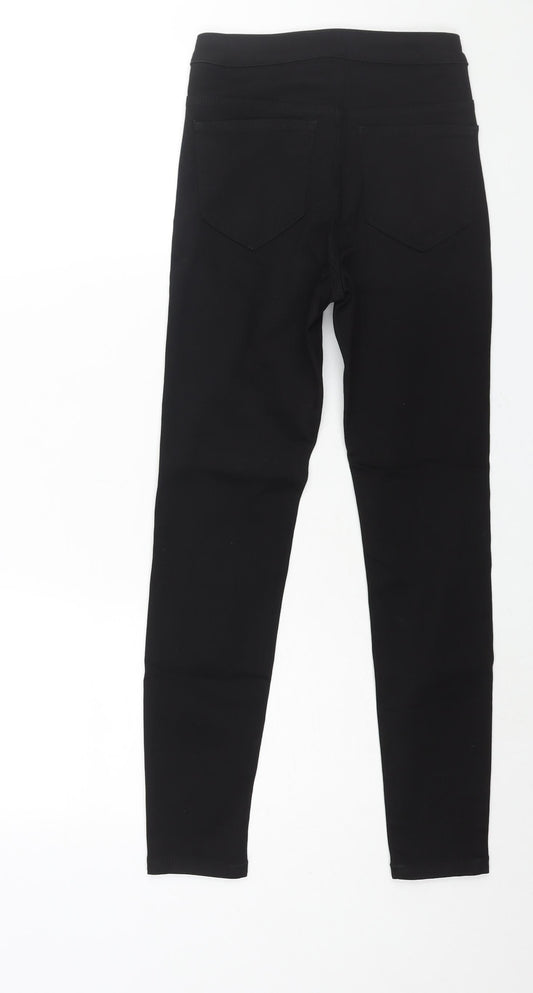 Marks and Spencer Womens Black Cotton Skinny Jeans Size 6 L26 in Regular Zip