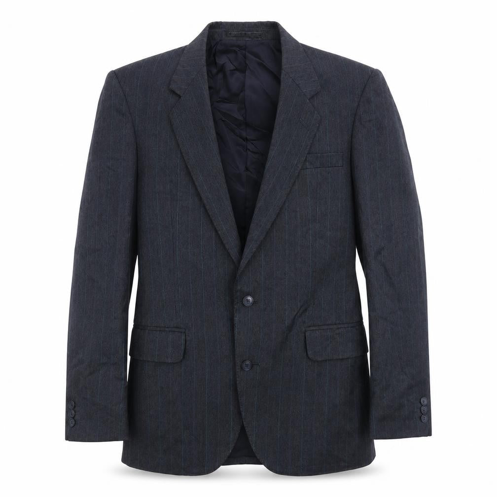Benjamin Simon Mens Blue Striped Wool Jacket Suit Jacket Size 40 Regular