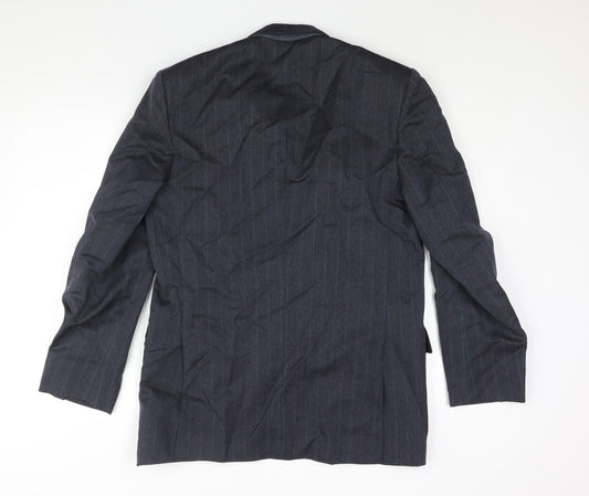 Benjamin Simon Mens Blue Striped Wool Jacket Suit Jacket Size 40 Regular