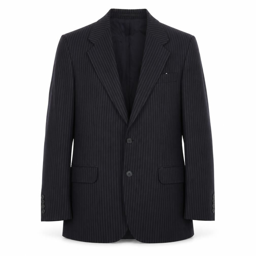 St Michael Mens Blue Striped Polyester Jacket Suit Jacket Size 38 Regular