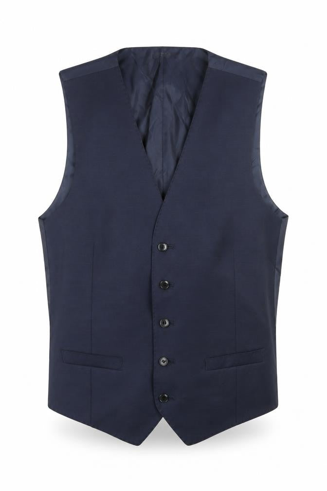 Marks and Spencer Mens Blue Polyester Jacket Suit Waistcoat Size 38 Regular