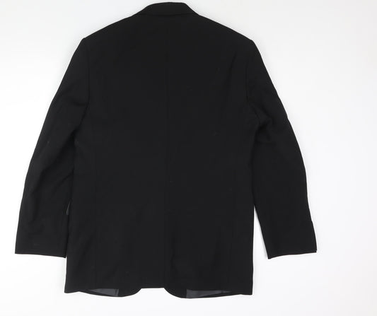 Marks and Spencer Mens Black Polyester Tuxedo Suit Jacket Size 40 Regular - Satin Lapel