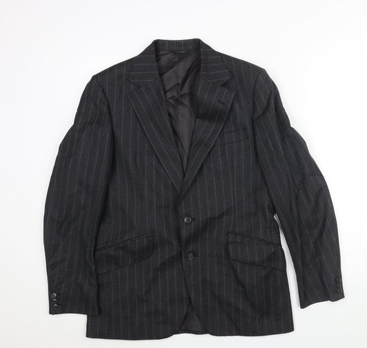 Rackhams Mens Black Striped Wool Jacket Suit Jacket Size 38 Regular