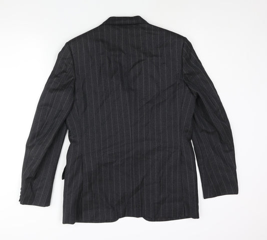 Rackhams Mens Black Striped Wool Jacket Suit Jacket Size 38 Regular