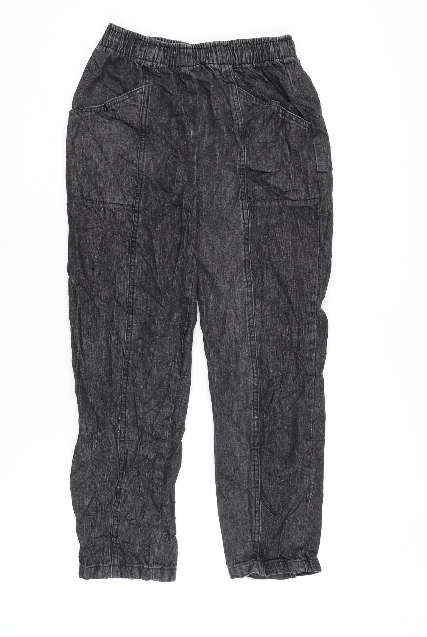 Amber Womens Grey Herringbone Cotton Straight Jeans Size 10 L24.5 in Regular