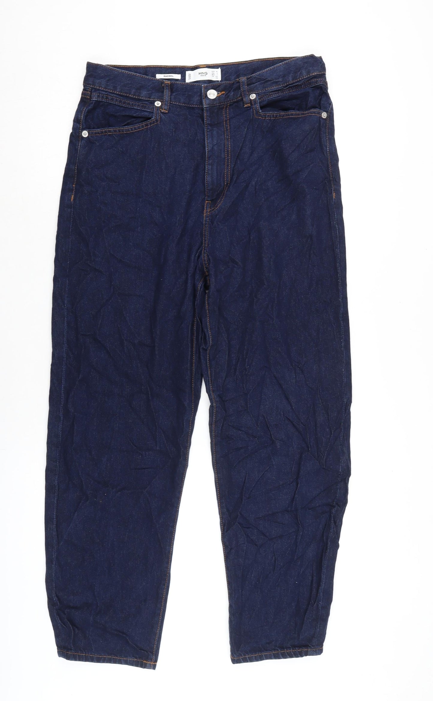 MNG Womens Blue Cotton Straight Jeans Size 12 L27 in Regular Zip