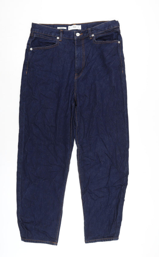 MNG Womens Blue Cotton Straight Jeans Size 12 L27 in Regular Zip
