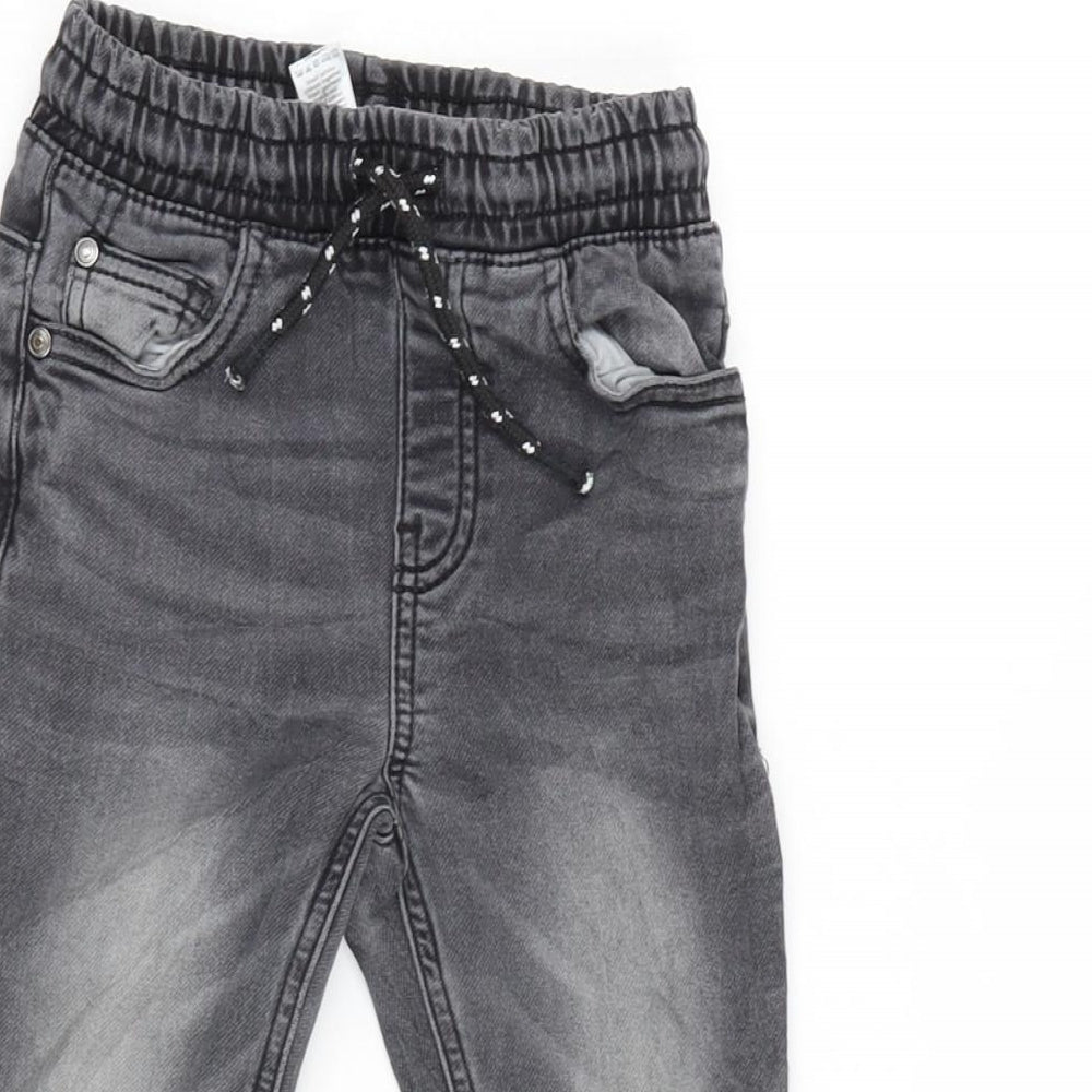 TU Boys Grey Cotton Straight Jeans Size 4 Years Regular Tie - Inside Leg 15in