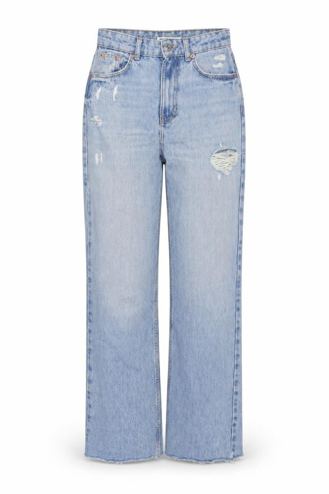 Pull&Bear Womens Blue Cotton Mom Jeans Size 4 L32 in Regular Zip