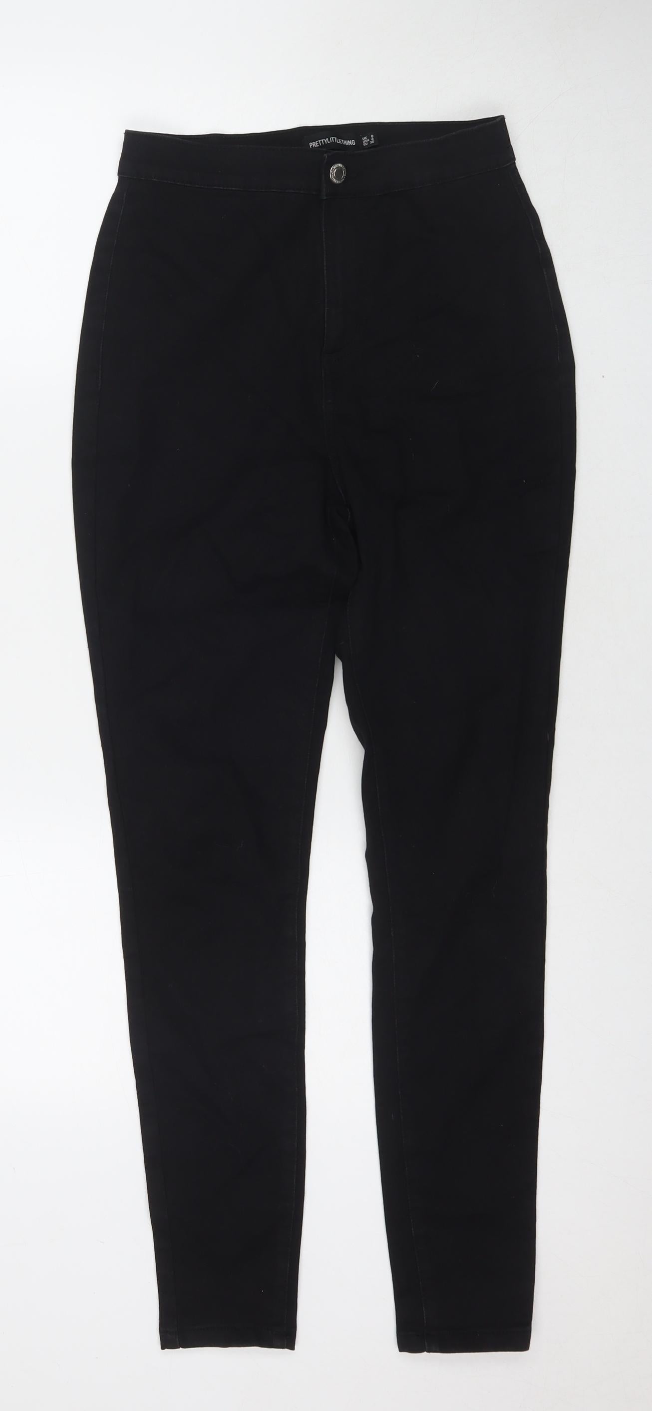 PRETTYLITTLETHING Womens Black Cotton Skinny Jeans Size 8 L29 in Regular Zip