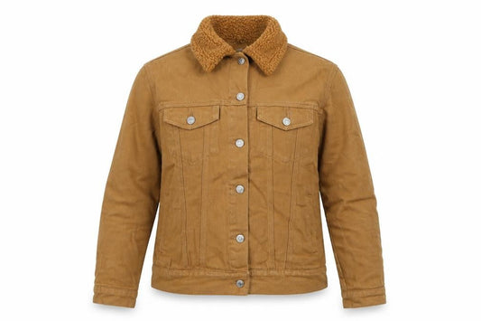 Front view of Missguided women’s brown jacket, size UK 10, button