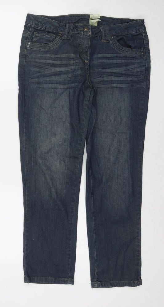 Camaieu Womens Blue Cotton Straight Jeans Size 12 L26 in Regular Zip