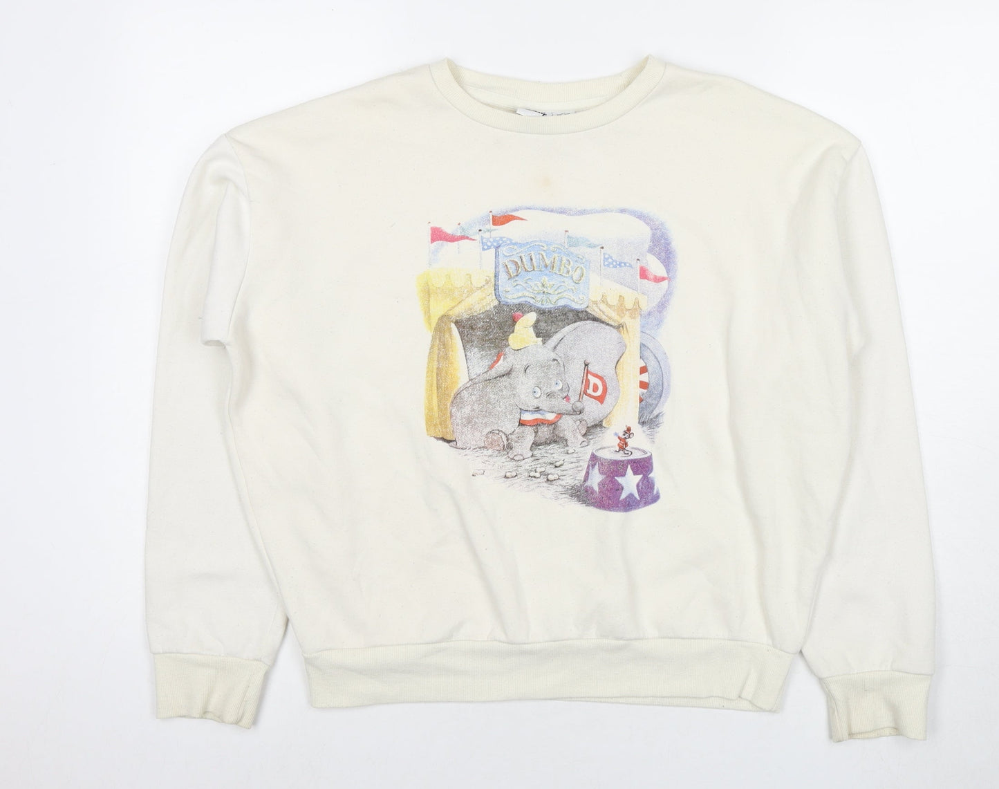 Disney Womens Ivory Cotton Pullover Sweatshirt Size XS Pullover - Dumbo