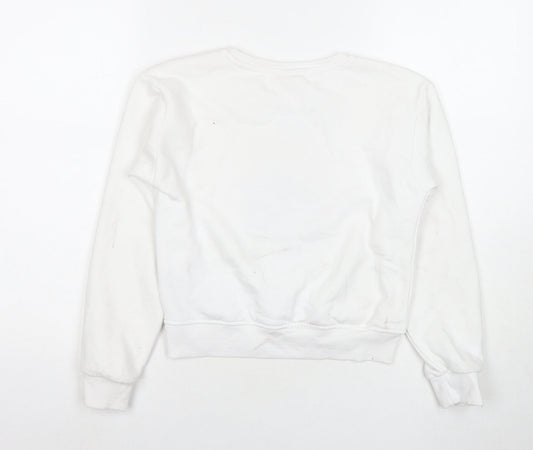 Wednesday Girls White Cotton Pullover Sweatshirt Size 10-11 Years Pullover - Wednesday Addams Family