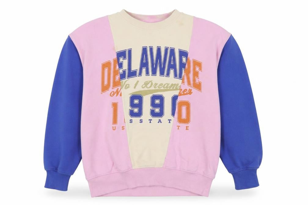 H&M Girls Multicoloured Colourblock Cotton Pullover Sweatshirt Size 10-11 Years Pullover - Delaware 1990 Age 10-12Years