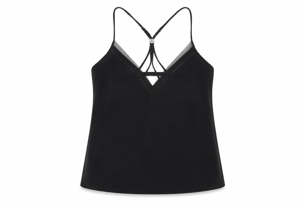 Autograph Womens Black Solid Polyester Cami Pyjama Top Size 16
