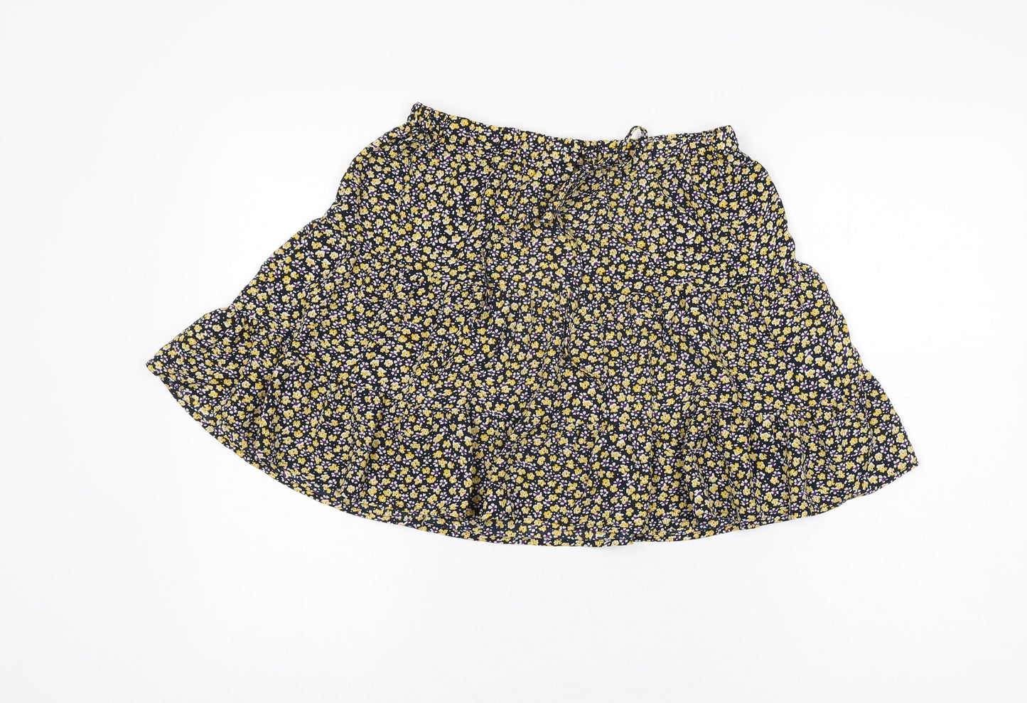 Pieces Womens Blue Floral Polyester Swing Skirt Size M Drawstring