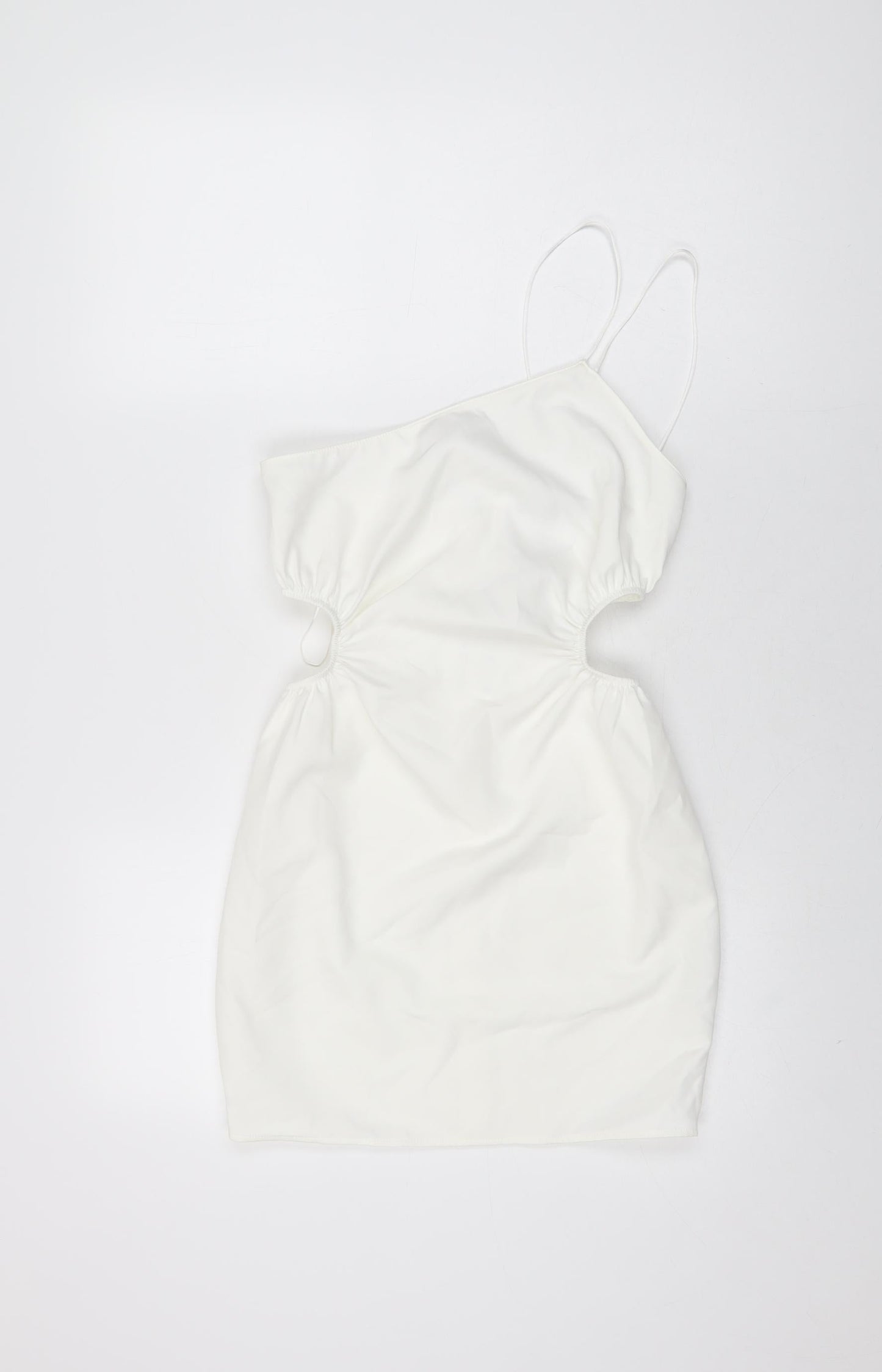 Zara Womens White Polyester Mini Size XS One Shoulder Zip