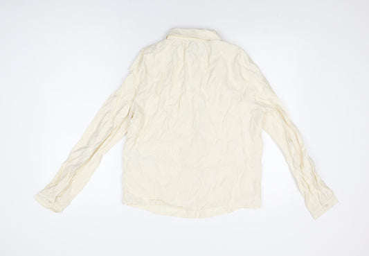 VERO MODA Womens Ivory Viscose Basic Button-Up Size S Collared