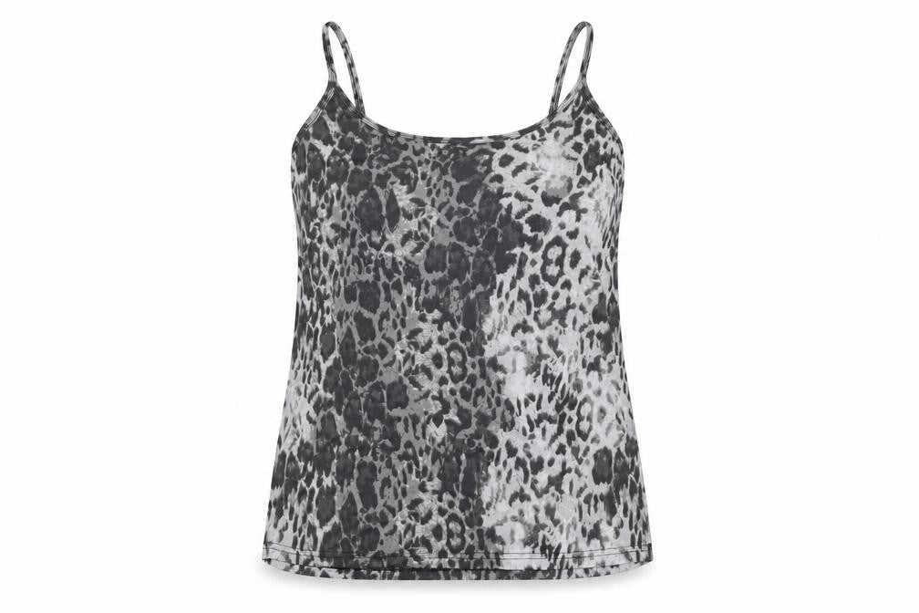 NEXT Womens Grey Animal Print Nylon Camisole T-Shirt Size 22 Scoop Neck