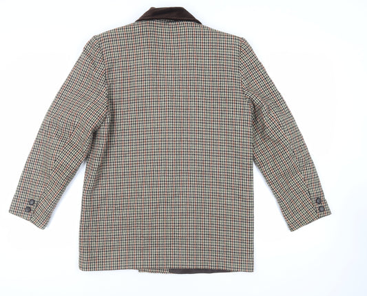 Canda Mens Beige Geometric Jacket Blazer Size M Button - Vintage