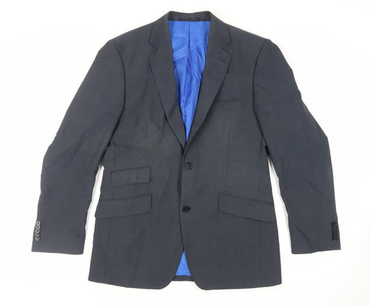 Hawes & Curtis Mens Blue Wool Jacket Suit Jacket Size 40 Regular