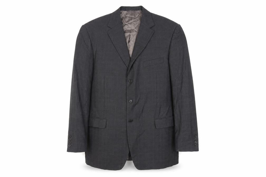 Marks and Spencer Mens Grey Plaid Wool Jacket Suit Jacket Size 46 Regular