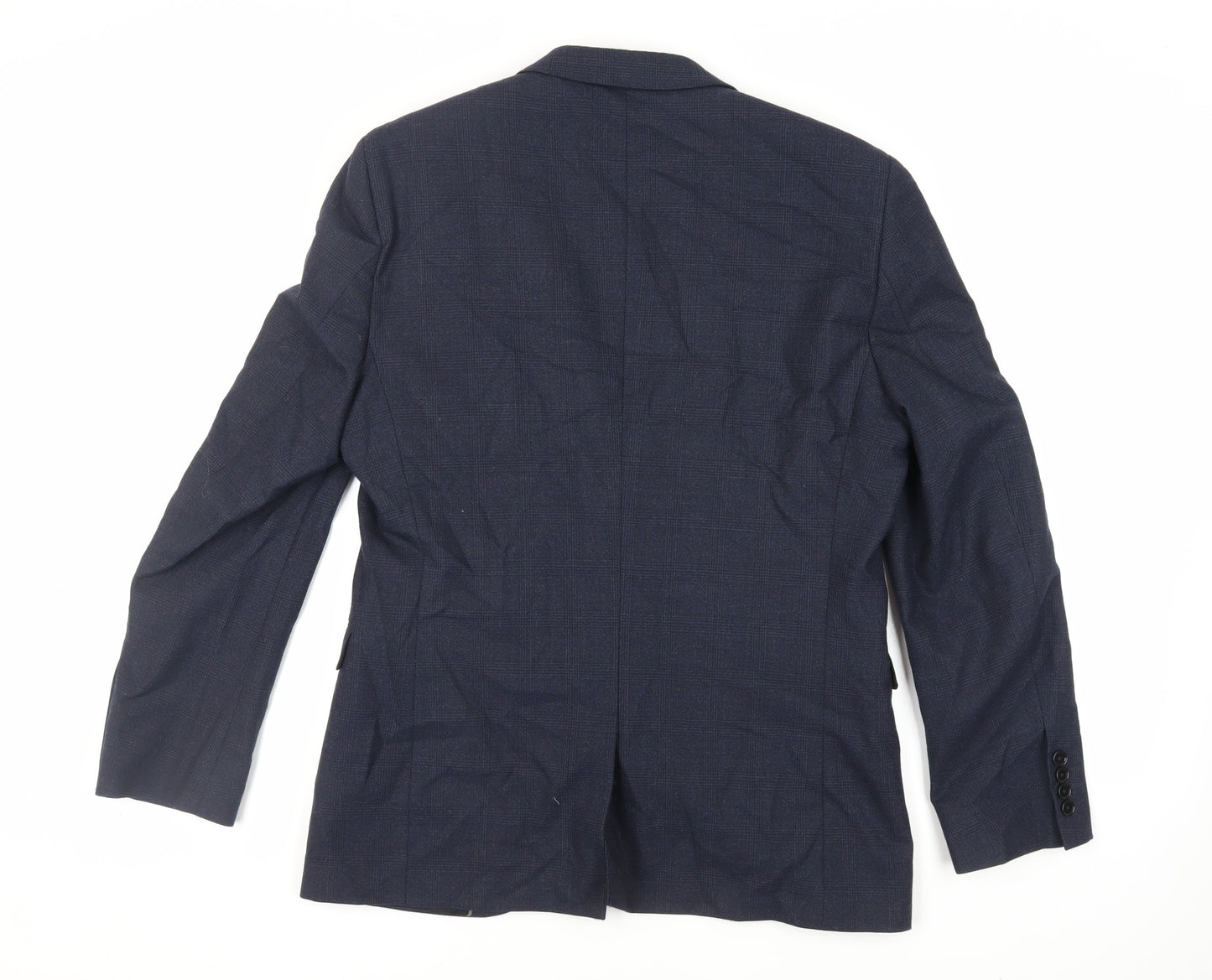 NEXT Mens Blue Plaid Polyester Jacket Suit Jacket Size 40 Regular