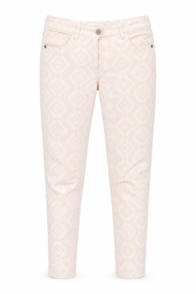 NEXT Womens Pink Geometric Cotton Skinny Jeans Size 10 L29 in Regular Zip