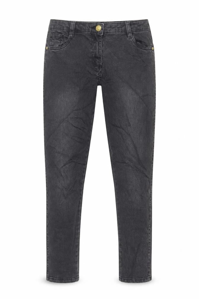 M&Co Girls Black Cotton Skinny Jeans Size 11-12 Years Regular Zip