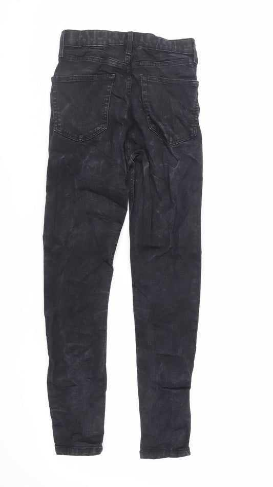 Topshop Womens Black Cotton Skinny Jeans Size 28 in L32 in Regular Zip - Lace Up