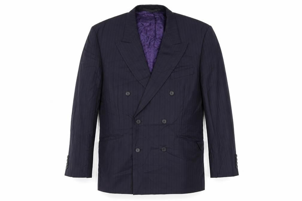 Marks and Spencer Mens Blue Striped Wool Jacket Blazer Size 42 Regular