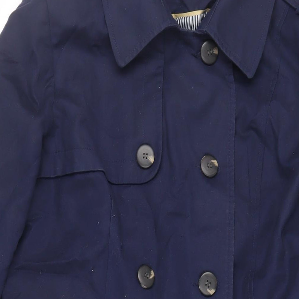 Red Herring Womens Blue Trench Coat Coat Size 16 Button