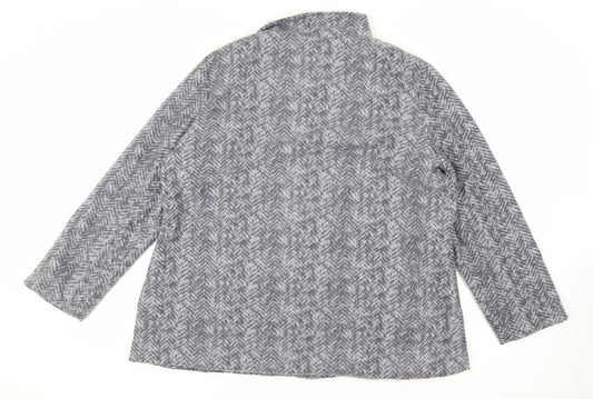 Anne de Lancay Womens Grey Geometric Jacket Blazer Size L Button