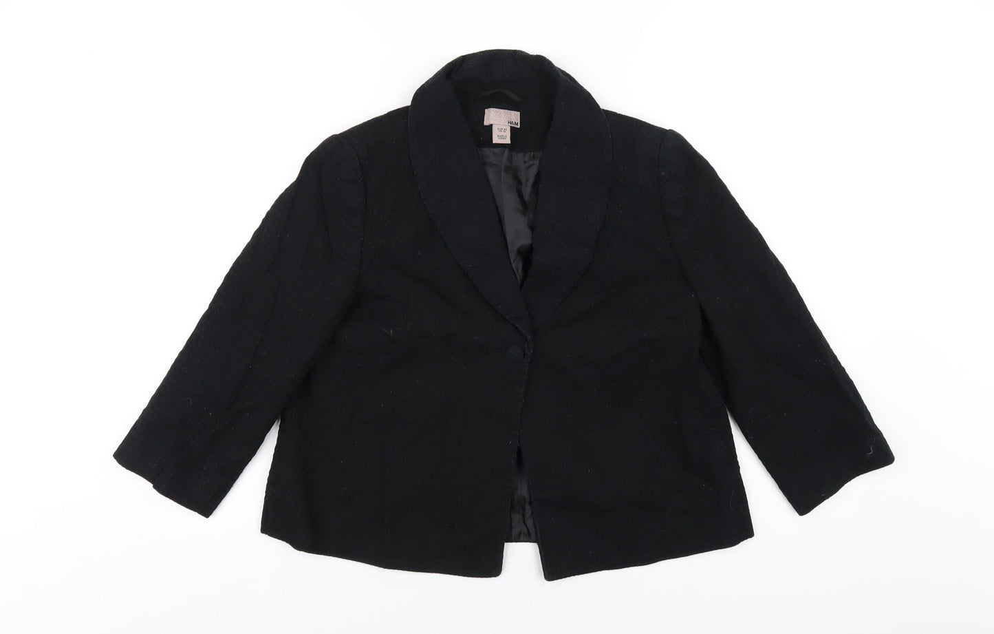 H&M Womens Black Jacket Blazer Size 12 Button
