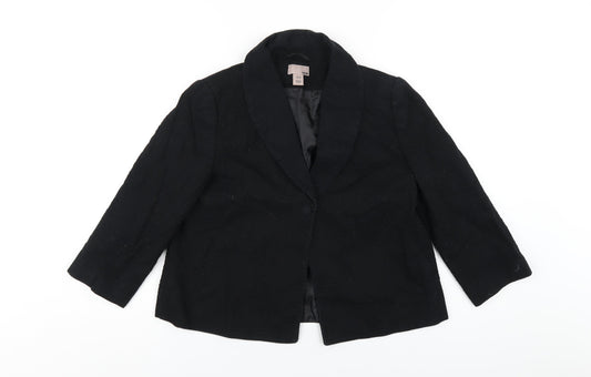 H&M Womens Black Jacket Blazer Size 12 Button