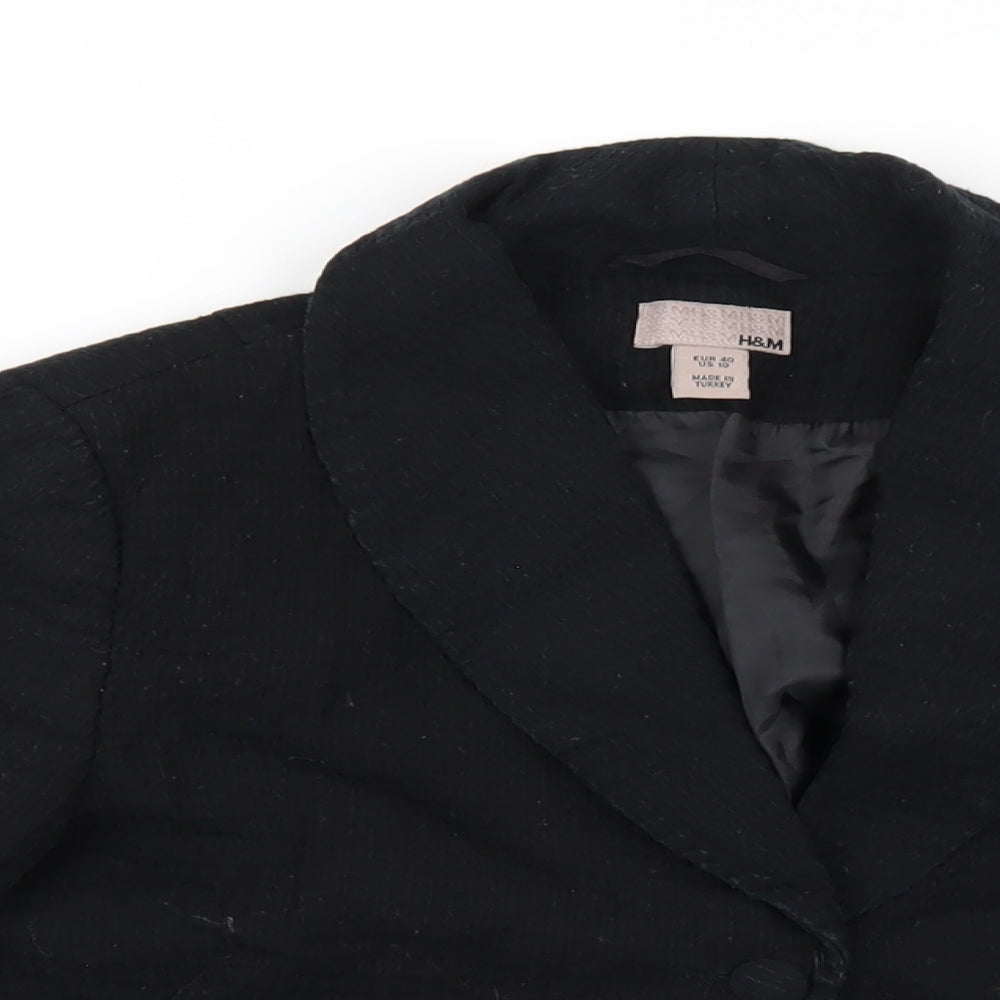H&M Womens Black Jacket Blazer Size 12 Button